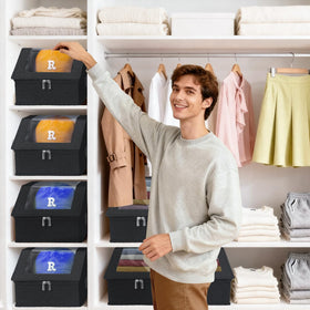 Dofilachy transparent lid closet organizer allows quick hat selection.