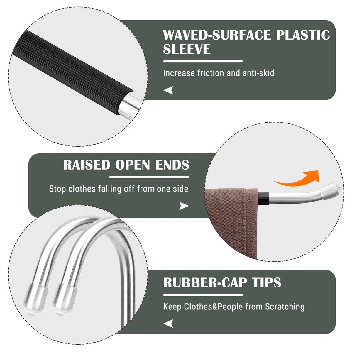 DOIOWN non-slip tips protect clothes from scratches and prevent slipping