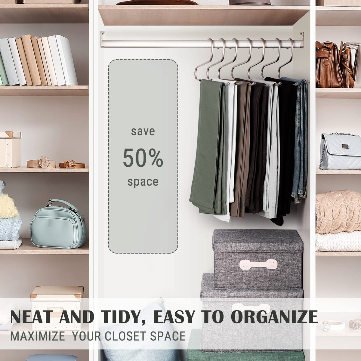 DOIOWN scarf and towel hanger demonstrates versatile closet organization