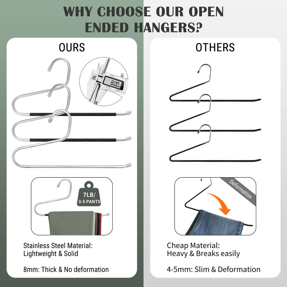 DOIOWN Z-shaped open-ended hanger for quick access and organized wardrobe