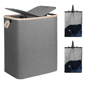 Dokehhom 160L laundry basket with removable lid keeps laundry organized and hidden.