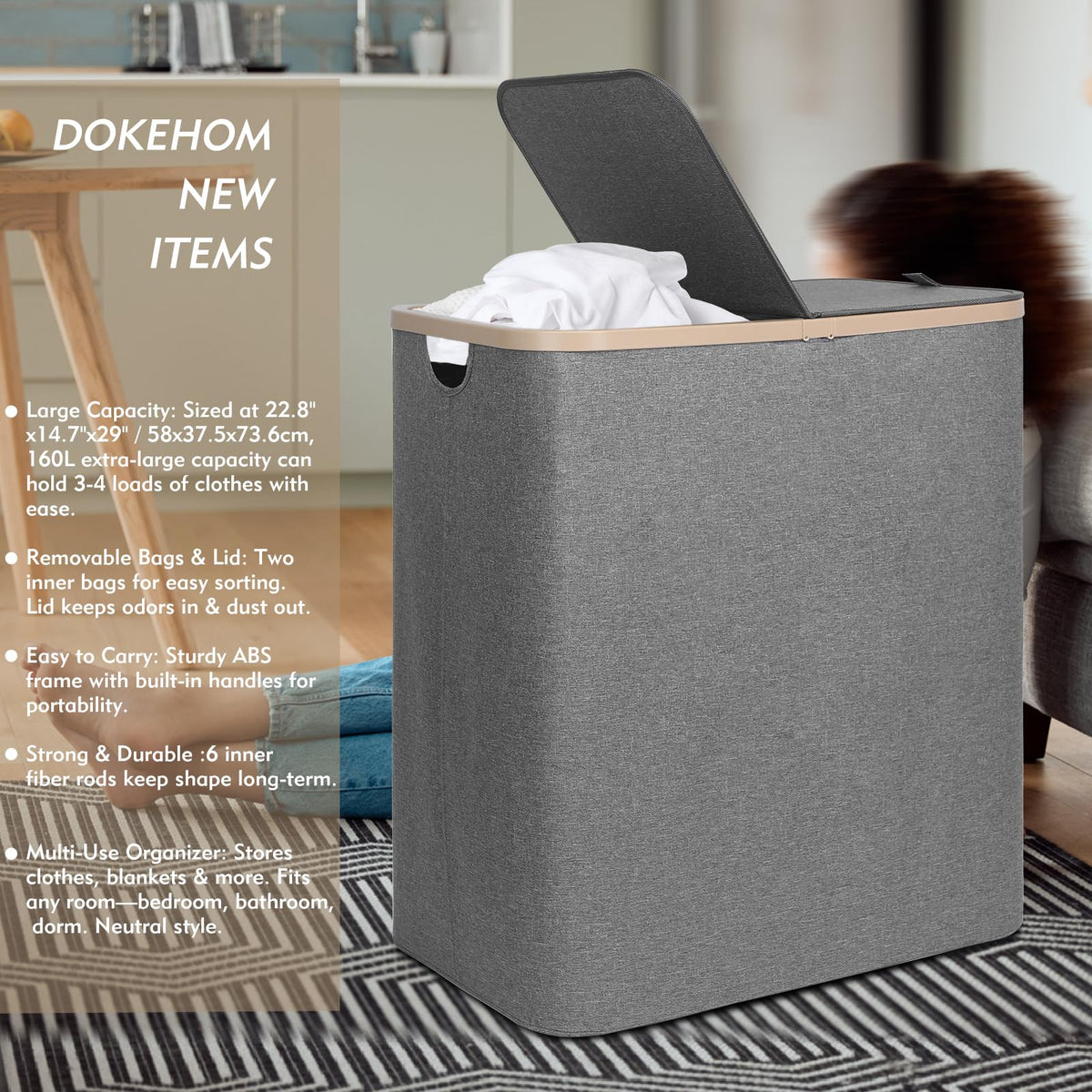 Dokehhom removable inner bags for easy sorting of garments before washing.