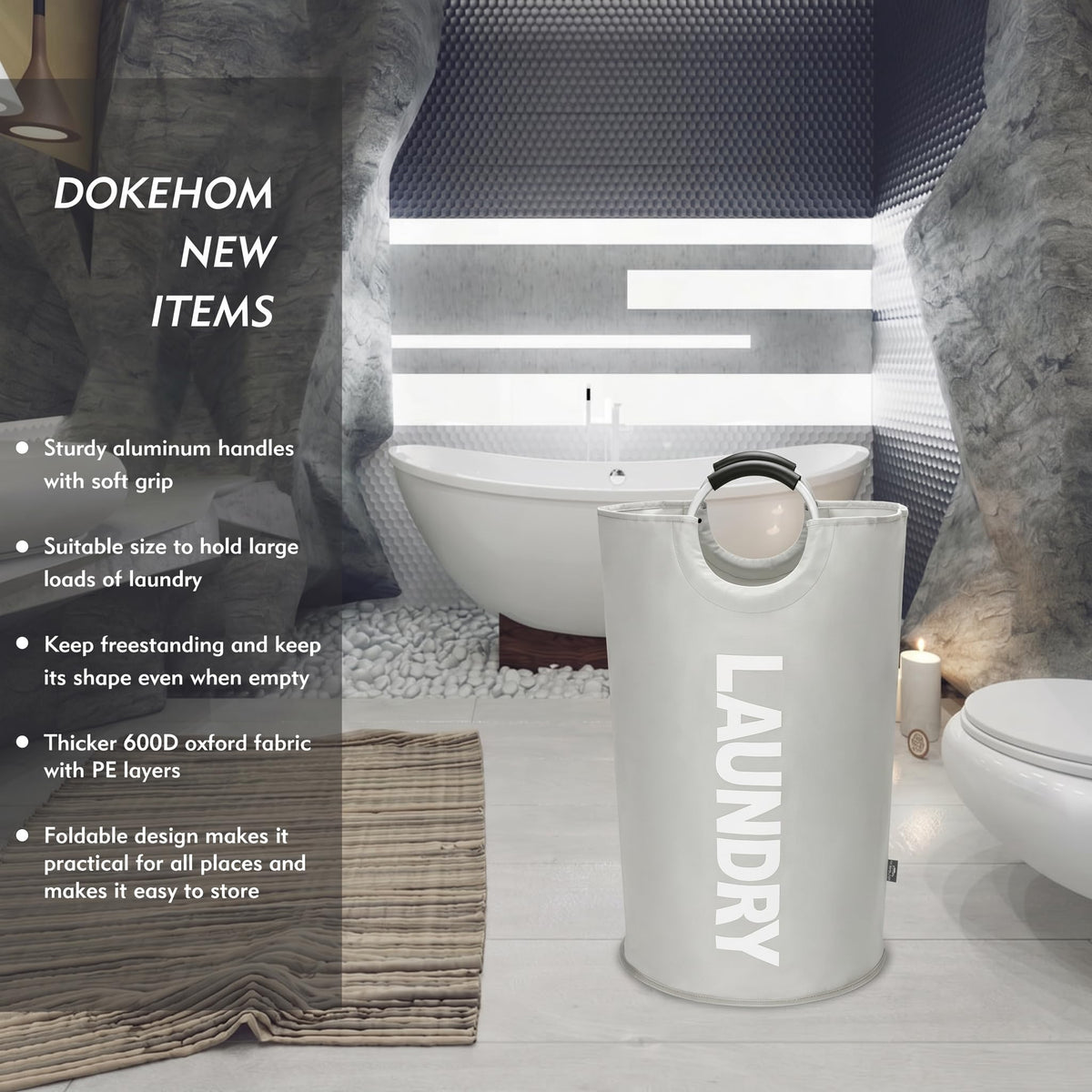 DOKEHOM collapsible basket, folded for compact storage.