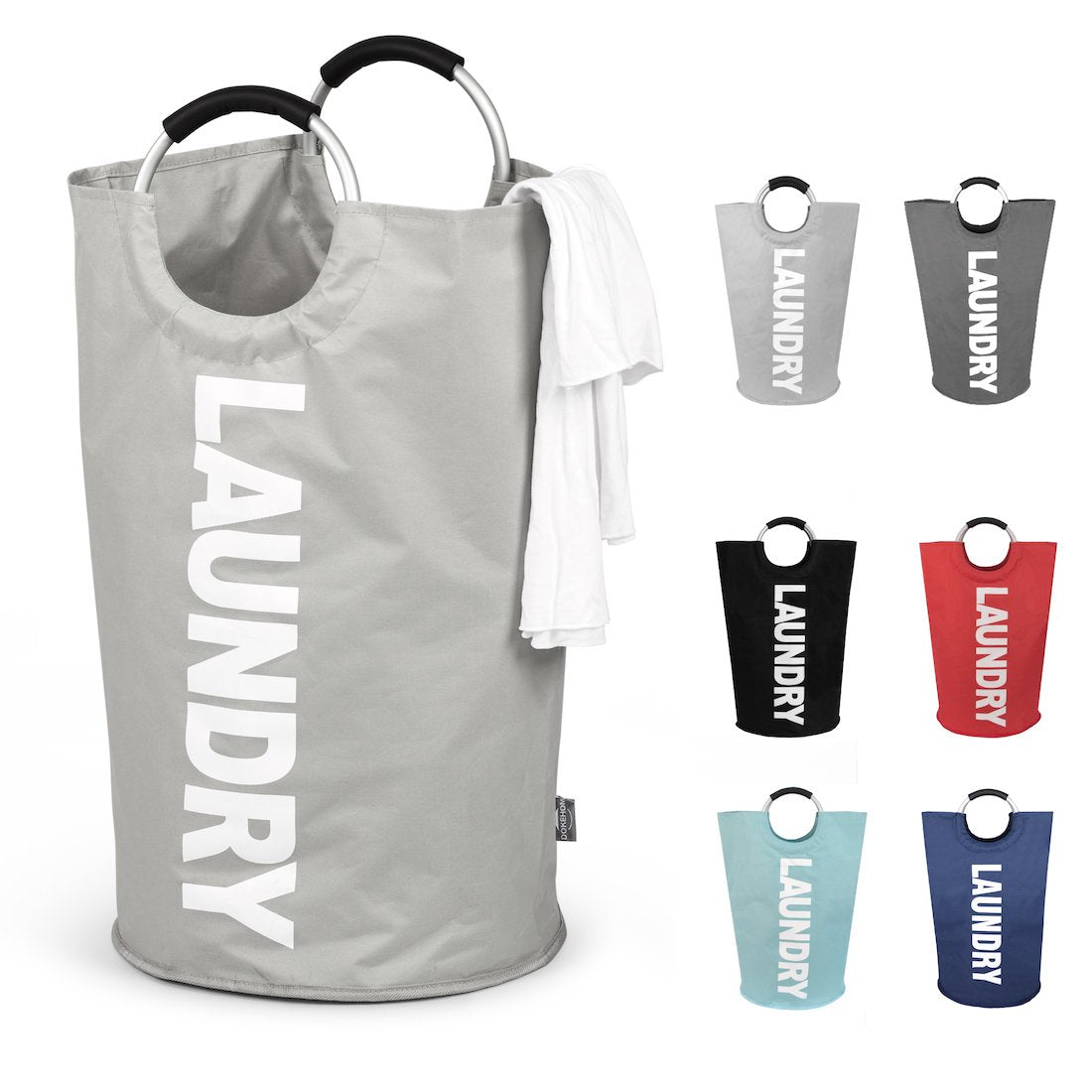 DOKEHOM 125L XL collapsible laundry basket, open top view showing spacious capacity.