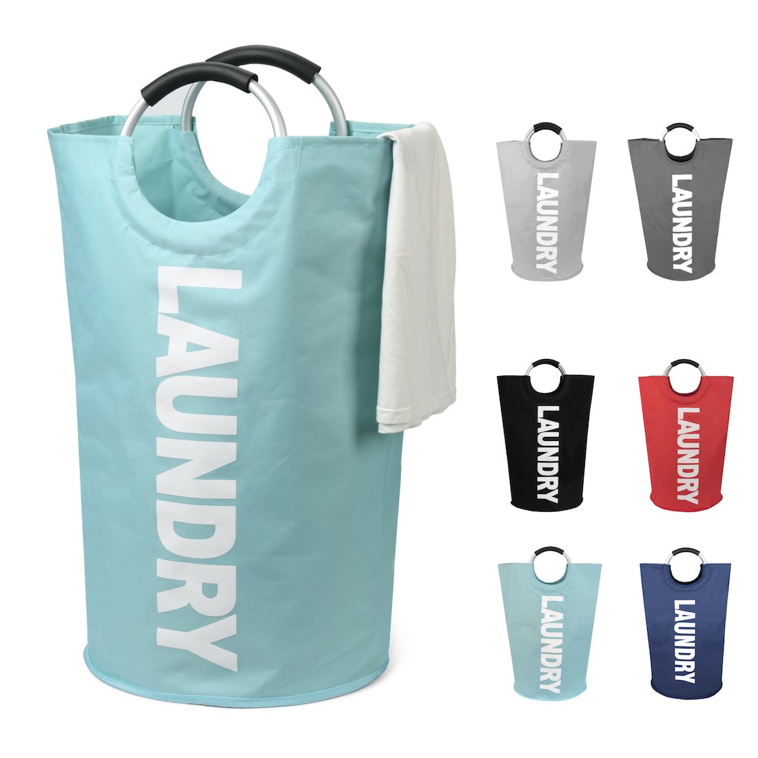DOKEHOM 125L XL basket, front view, ideal for spacious laundry organization
