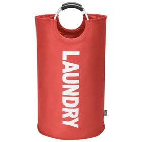 DOKEHOM dimensions label on red 125L collapsible laundry basket.