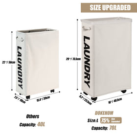 DOKEHOM 70L capacity basket for organized daily laundry loads.