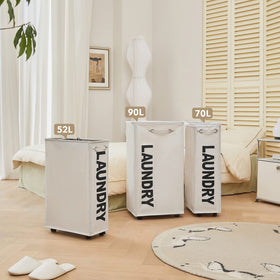 DOKEHOM beige laundry basket complements modern spaces and workflow.
