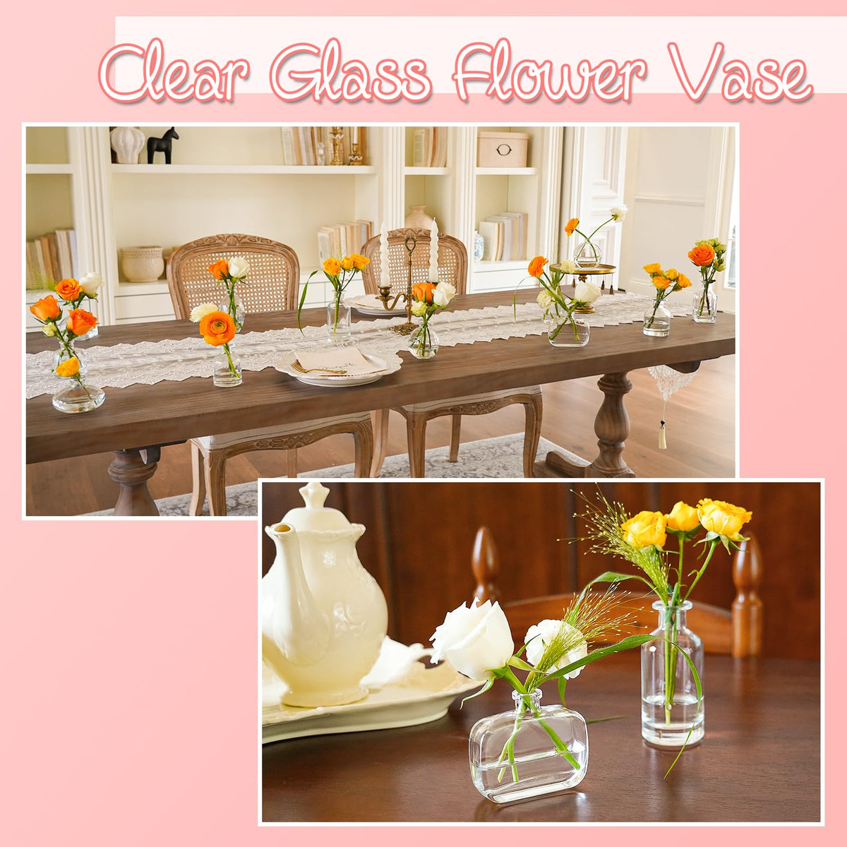 DOLEEYAE 12 unique shapes bud vases offer mix-and-match centerpiece options.