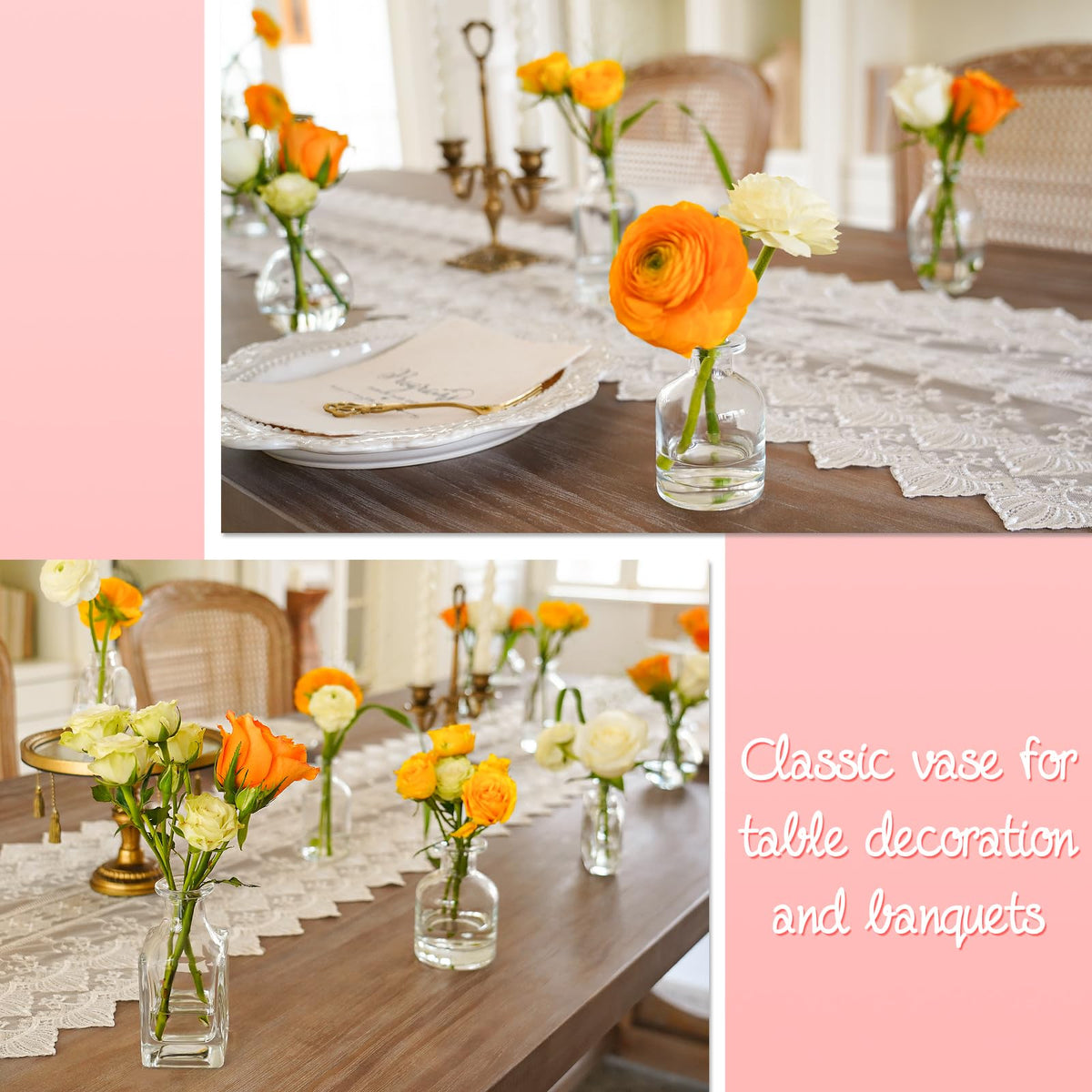 DOLEEYAE Floating candle holder bud vase with slim stems for ambiance.