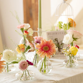 DOLEEYAE glass bud vases style-c minimalist clear glass catches light beautifully