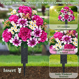Dolicer 27-inch tall arrangements fit most tombstones.