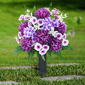 Dolicer artificial cemetery flowers two bouquets for grave display with lifelike color