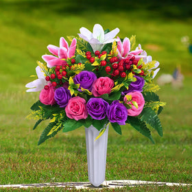Dolicer artificial cemetery flowers, 2-set bouquets for a lasting memorial look.