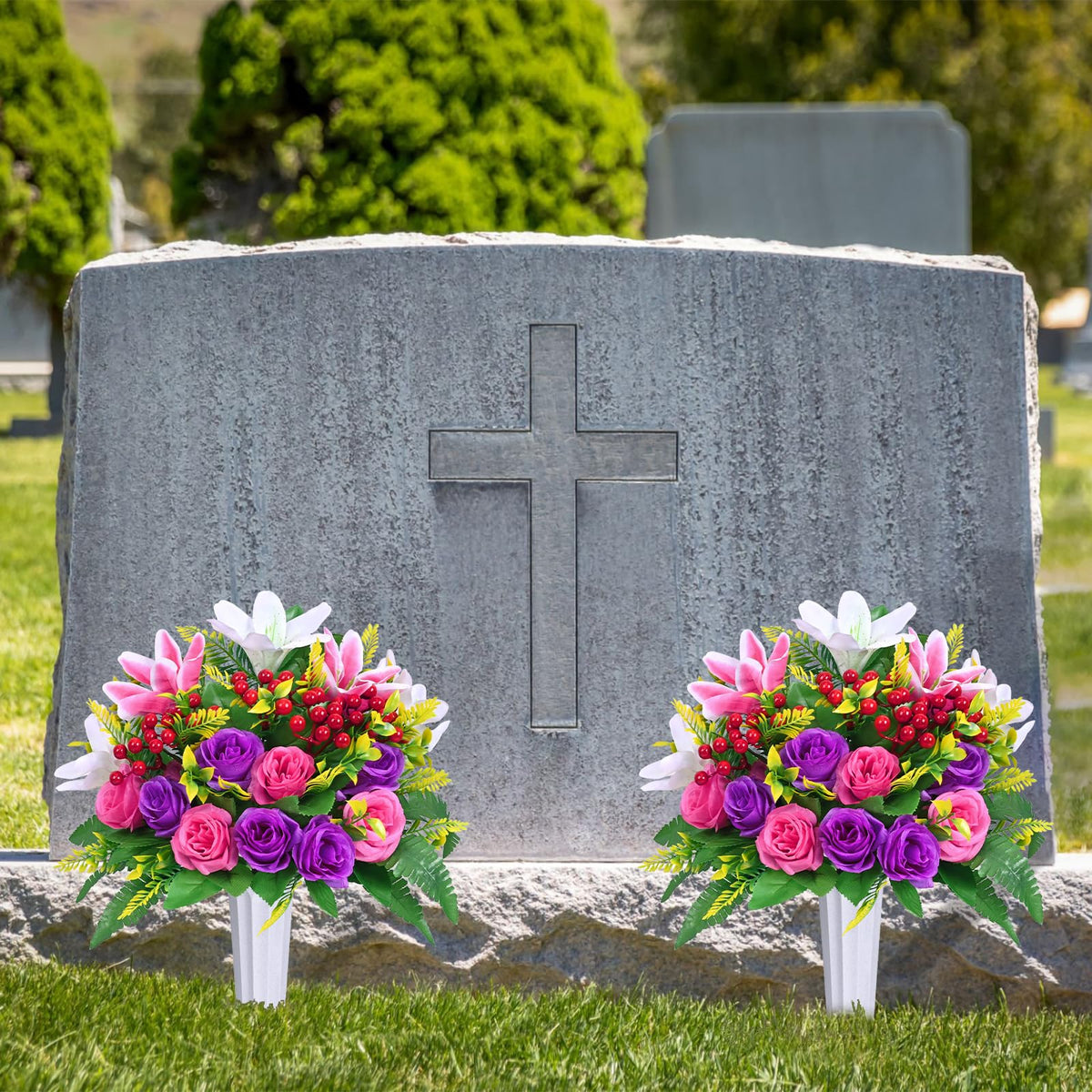 Dolicer easy-assembly grave decor for reliable placement.