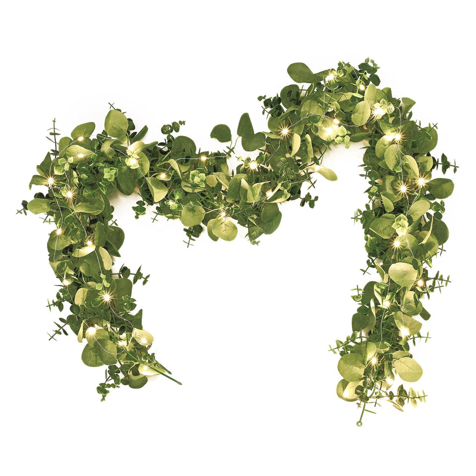 Dolicer eucalyptus garland with LED lights for weddings and events