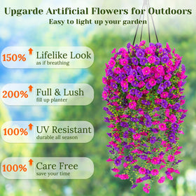 Dolicer hanging flowers shown at 30-inch length for baskets