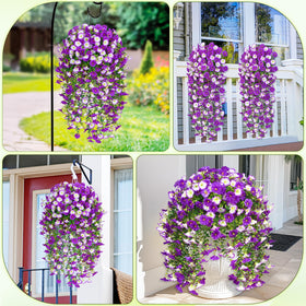 Dolicer mixed purple petunia artificial flowers enhance year-round curb appeal.