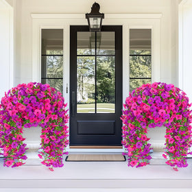 Dolicer outdoor silk florals for hanging baskets add lasting color.