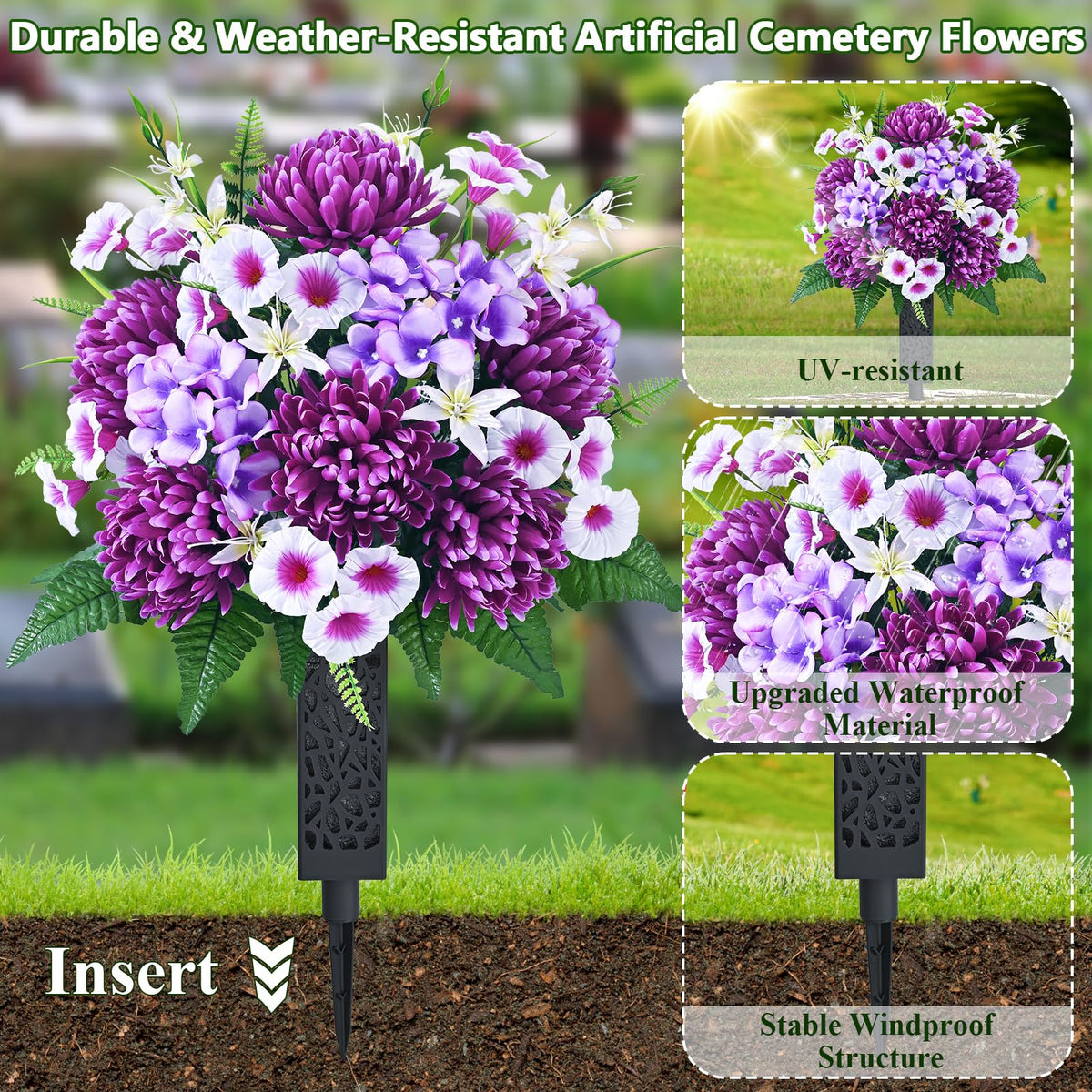 Dolicer silk cemetery blooms UV resistant for lasting remembrance