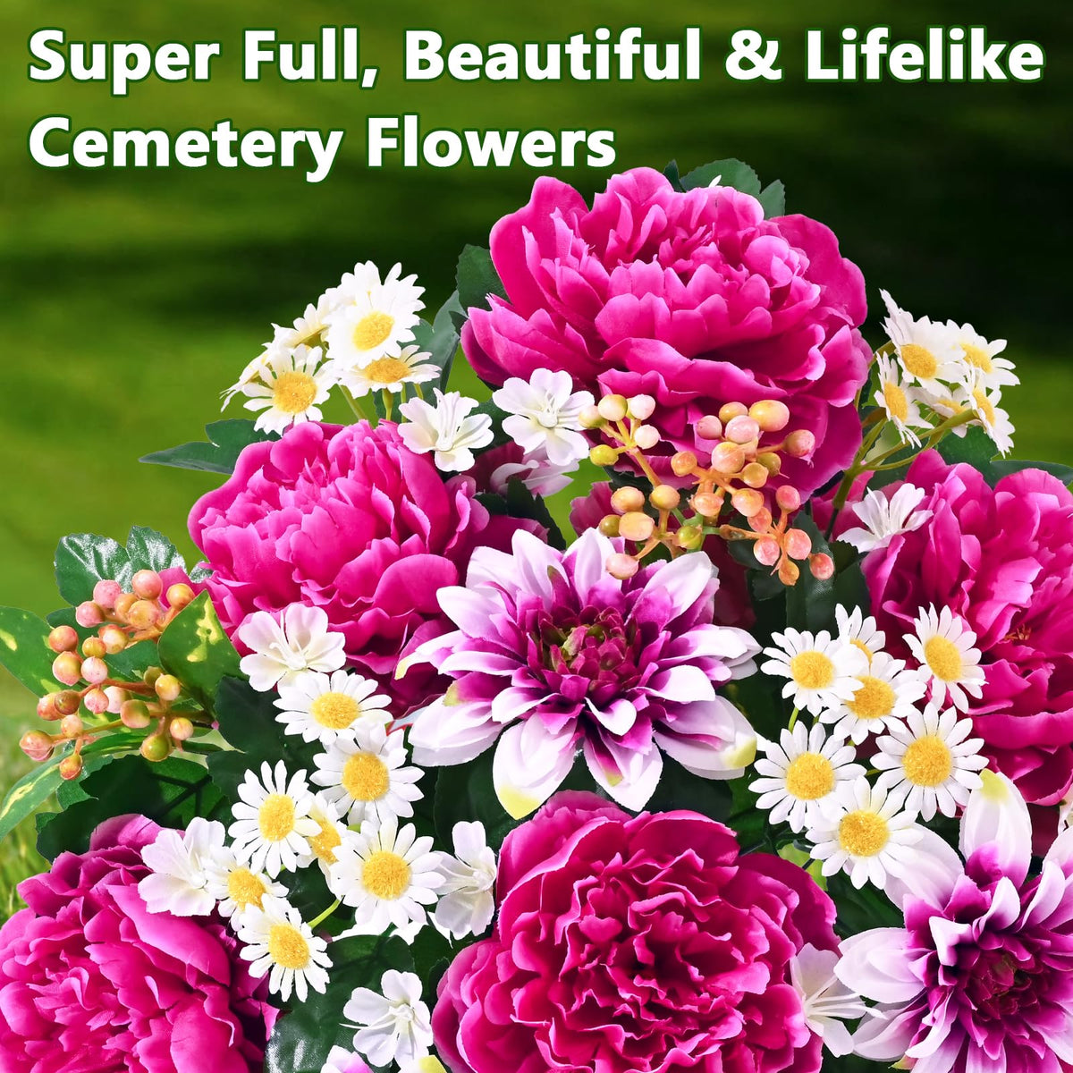 Dolicer UV-resistant cemetery flowers maintain vivid color in all weather conditions.