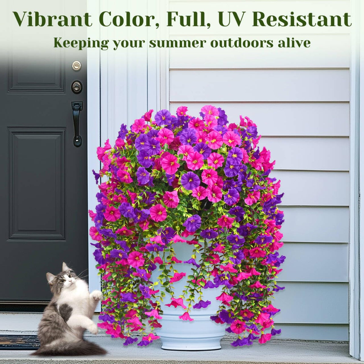 Dolicer UV-resistant silk blossoms retain color under sun.