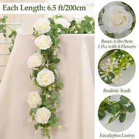 Dolicer white rose garland close-up shows delicate craftsmanship