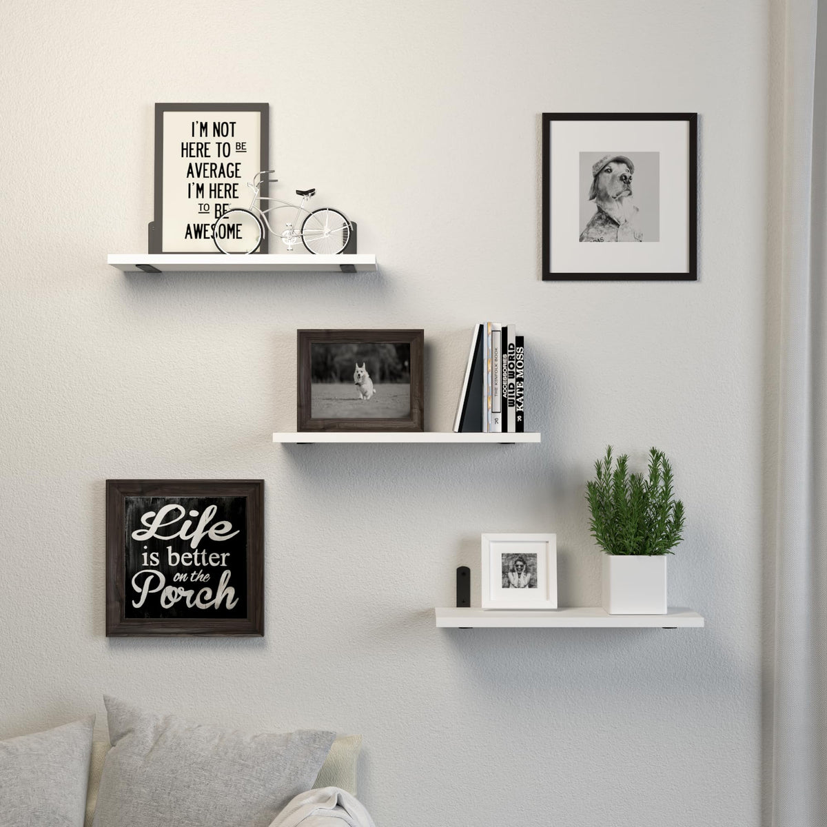 DOLLFIO bedroom setup shelves create tidy stacks for books, cosmetics, and keepsakes.