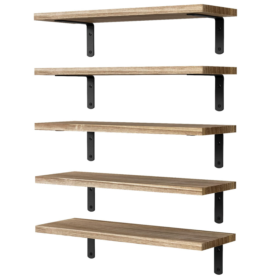 DOLLFIO 5-set floating shelves wall-mount assembly for versatile storage.
