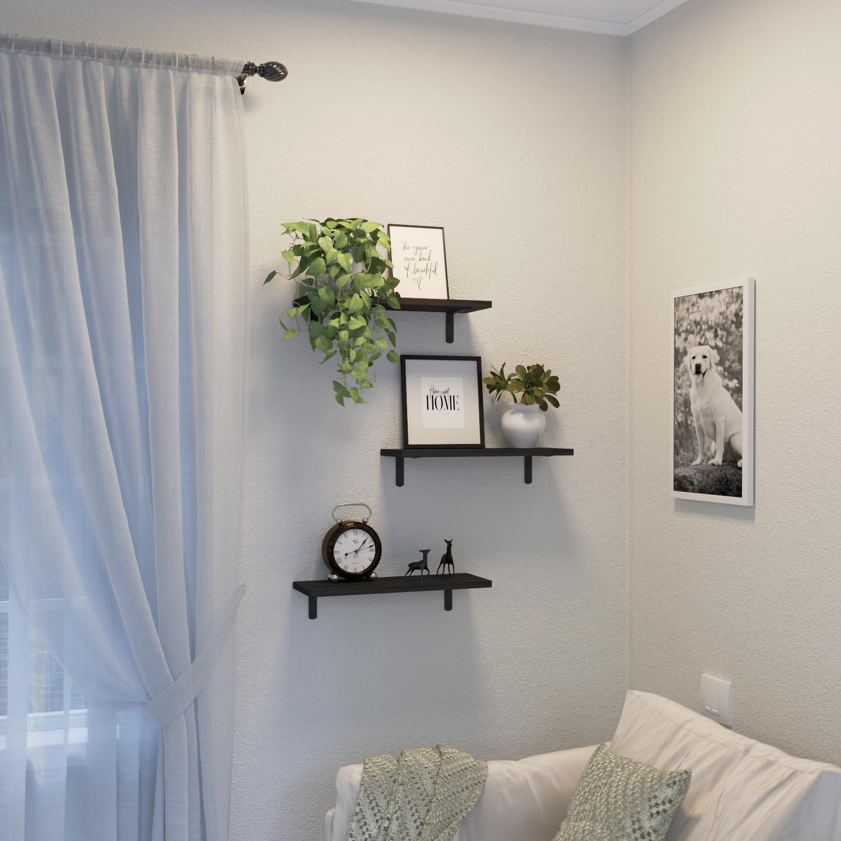 DOLLFIO living room display shelf with books and decor