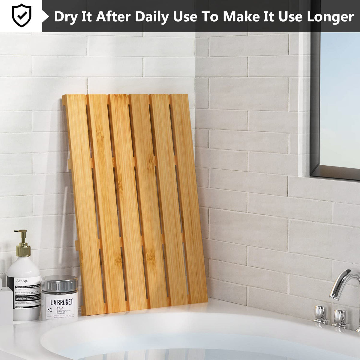 Domax bamboo bath mat adds spa-like luxury to bathroom decor