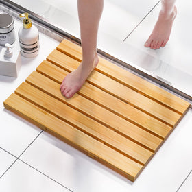 Domax Bamboo Bath Mat with non-slip surface for safer showers