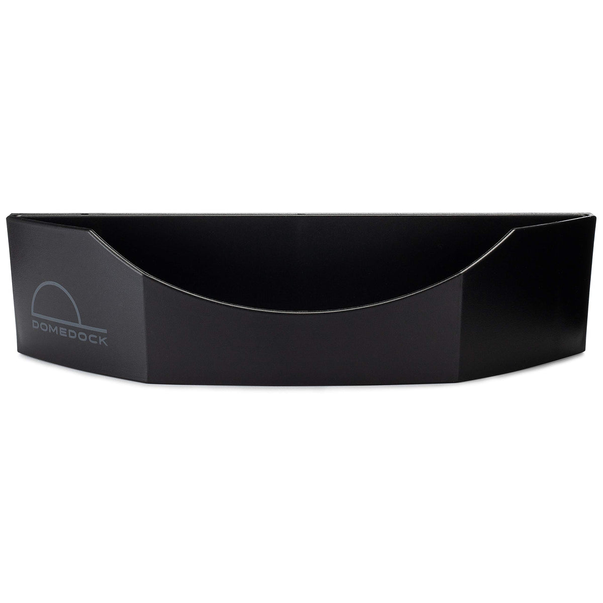 Dome Dock hat organizer shows curved cutout protecting hat brims while saving wall space