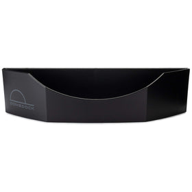 Dome Dock hat organizer shows curved cutout protecting hat brims while saving wall space