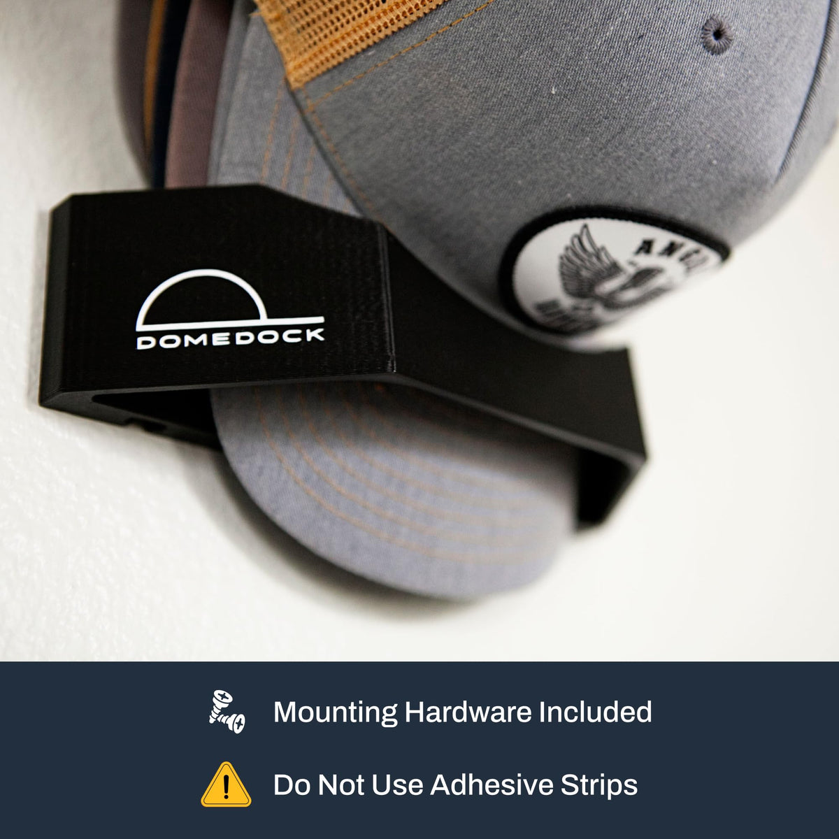 Dome Dock USA-made original hat rack with included mounting hardware