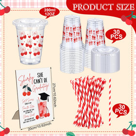 Domensi pink cups stacked neatly for space-saving party setup