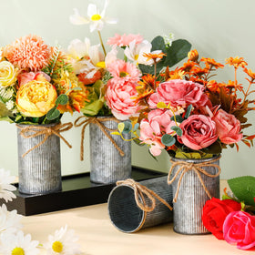 Domensi rustic vase desk display adds rustic texture to a workspace
