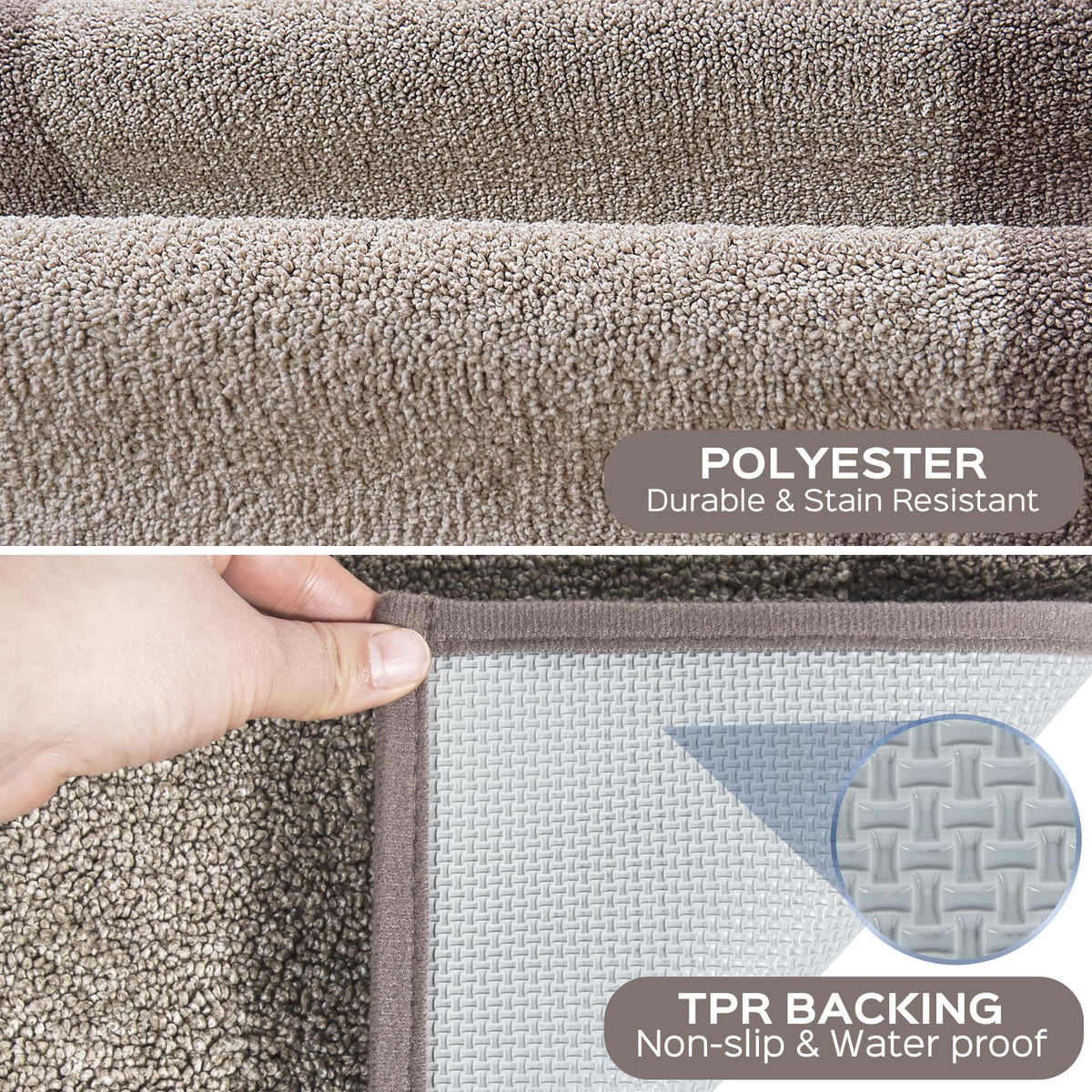 DOMUSTEX absorbent kitchen rug close-up fibers soaking spills efficiently