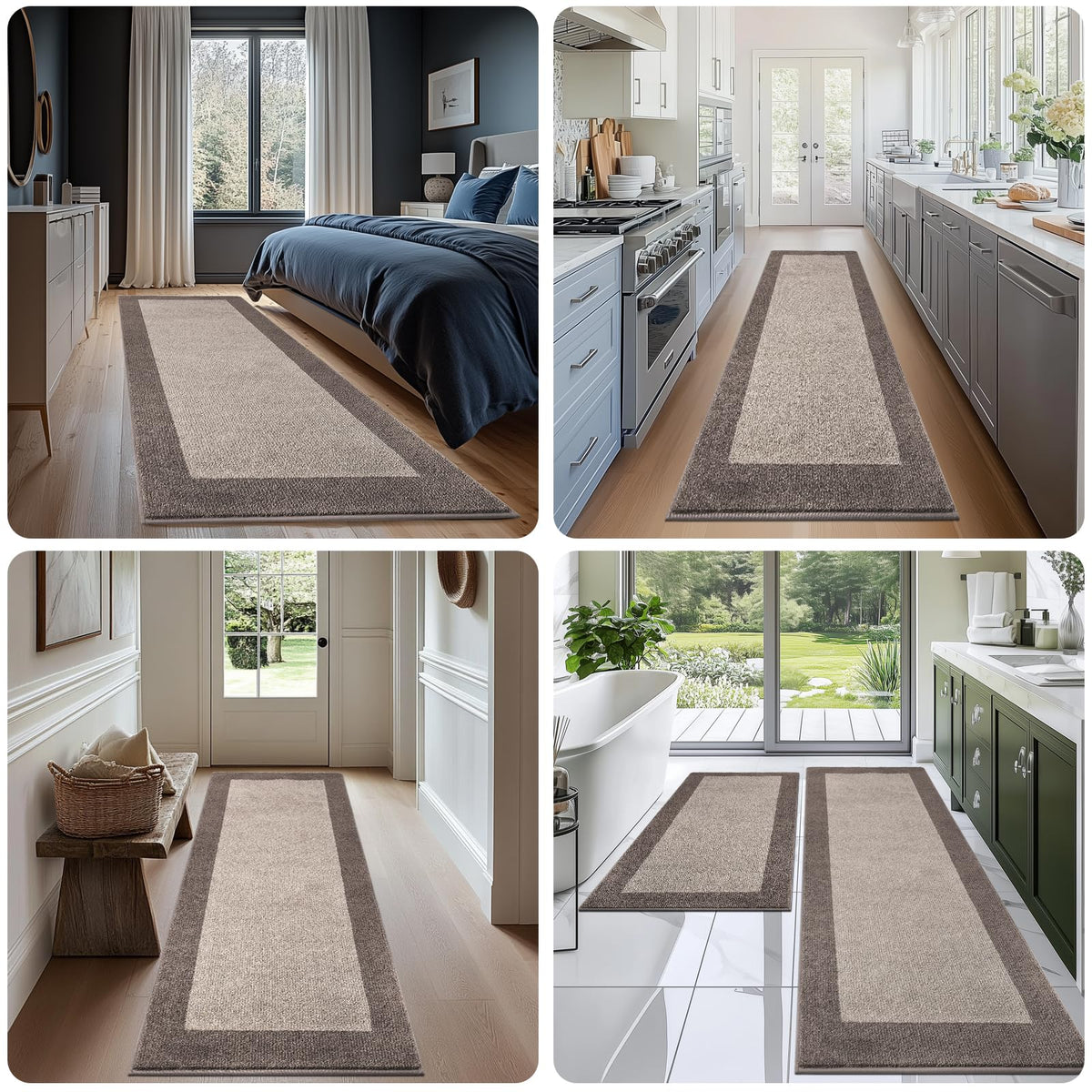 DOMUSTEX high-traffic kitchen-hallway rug in a busy home setting