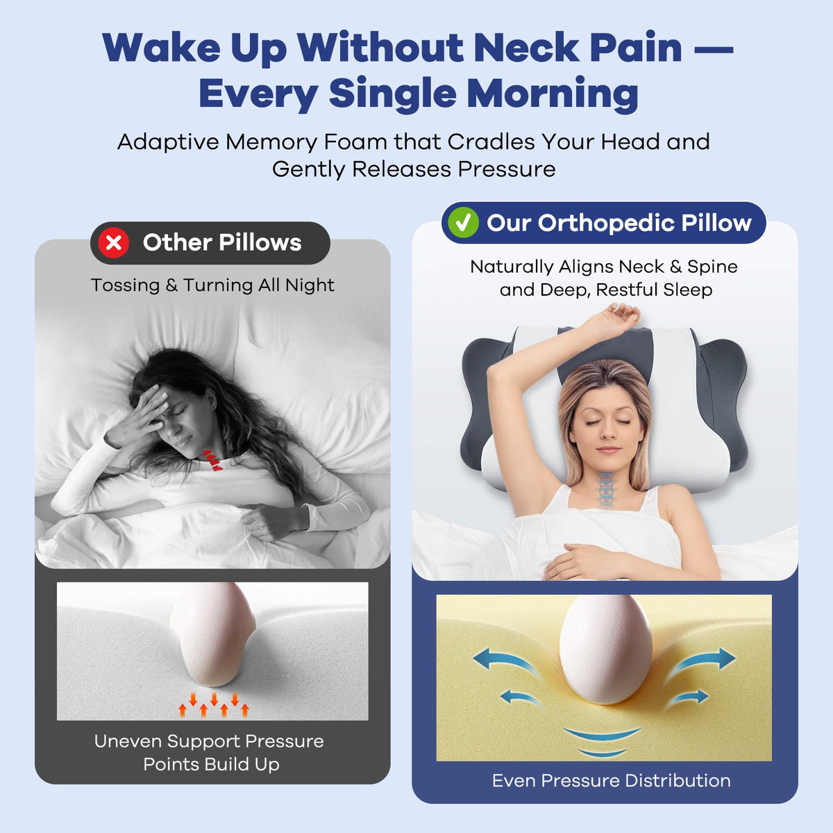 DONAMA neck pillow side view highlights dual-height bolsters for customizable comfort.
