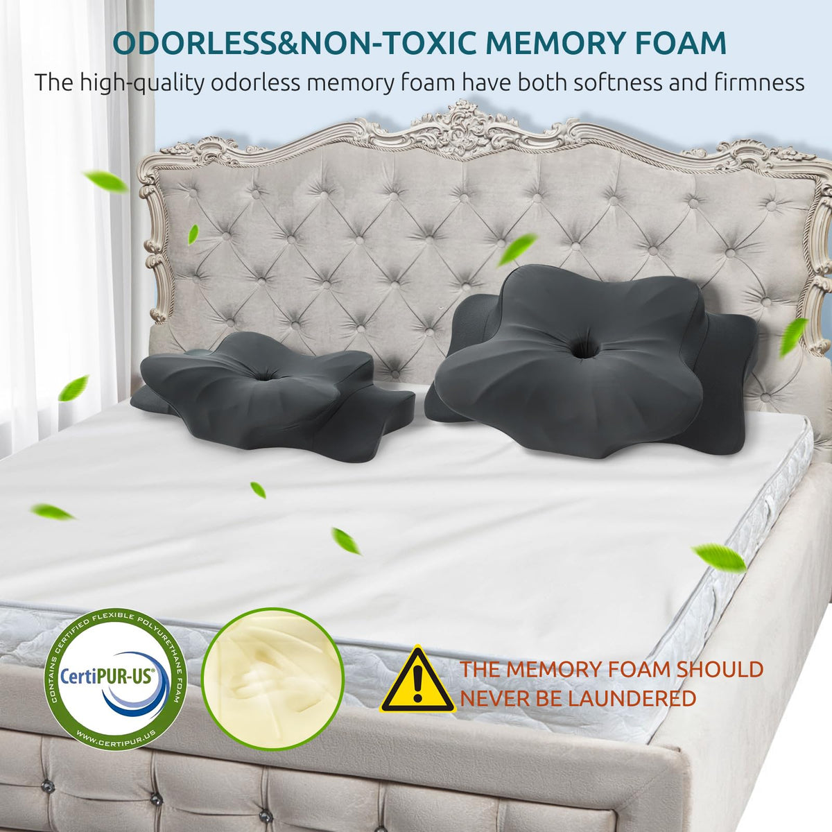 DONAMA breathable cover helps keep the pillow cool through the night.