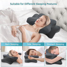 DONAMA contour support aligns neck along the arc for comfortable sleep.