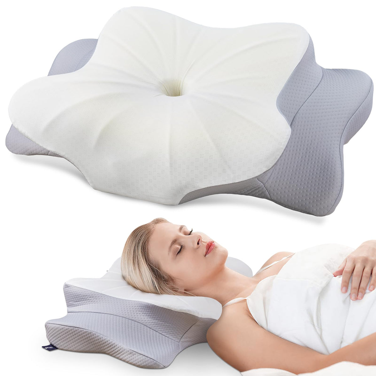 DONAMA Cervical Pillow dual-height design supports neck alignment for back and side sleepers.