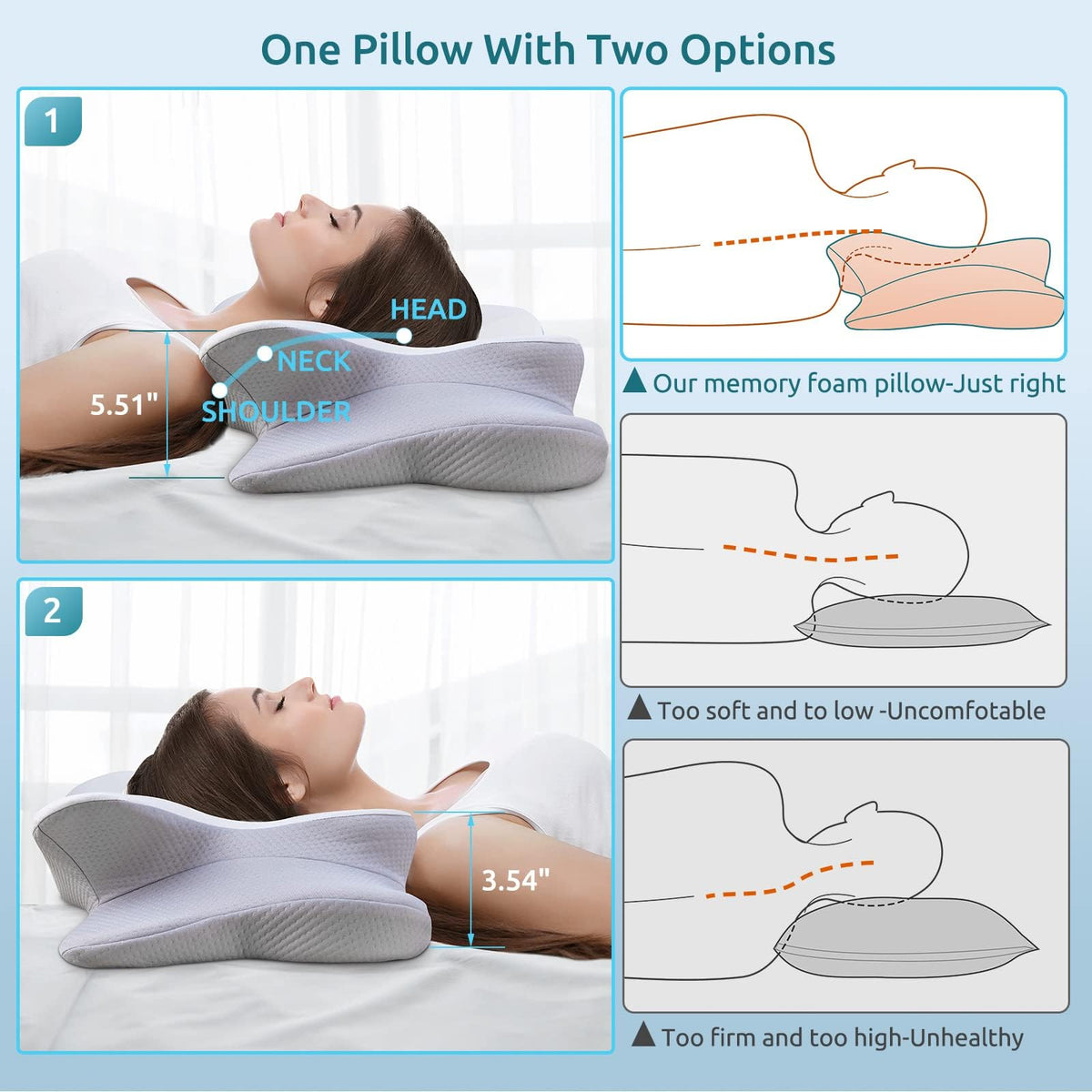 DONAMA memory foam core is CertiPUR-US certified for durable neck and head support.