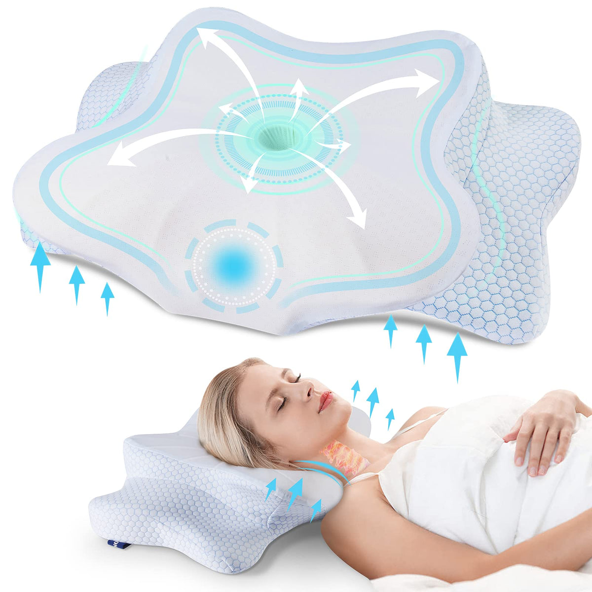 Donama cervical pillow: side view supports neck alignment for restful sleep