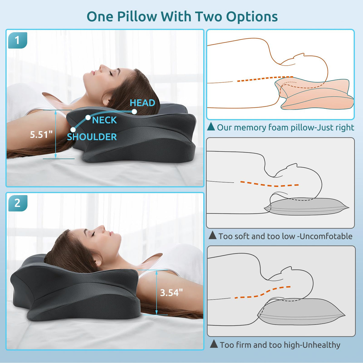 DONAMA wing design eases wrist and arm pressure during side sleeping.
