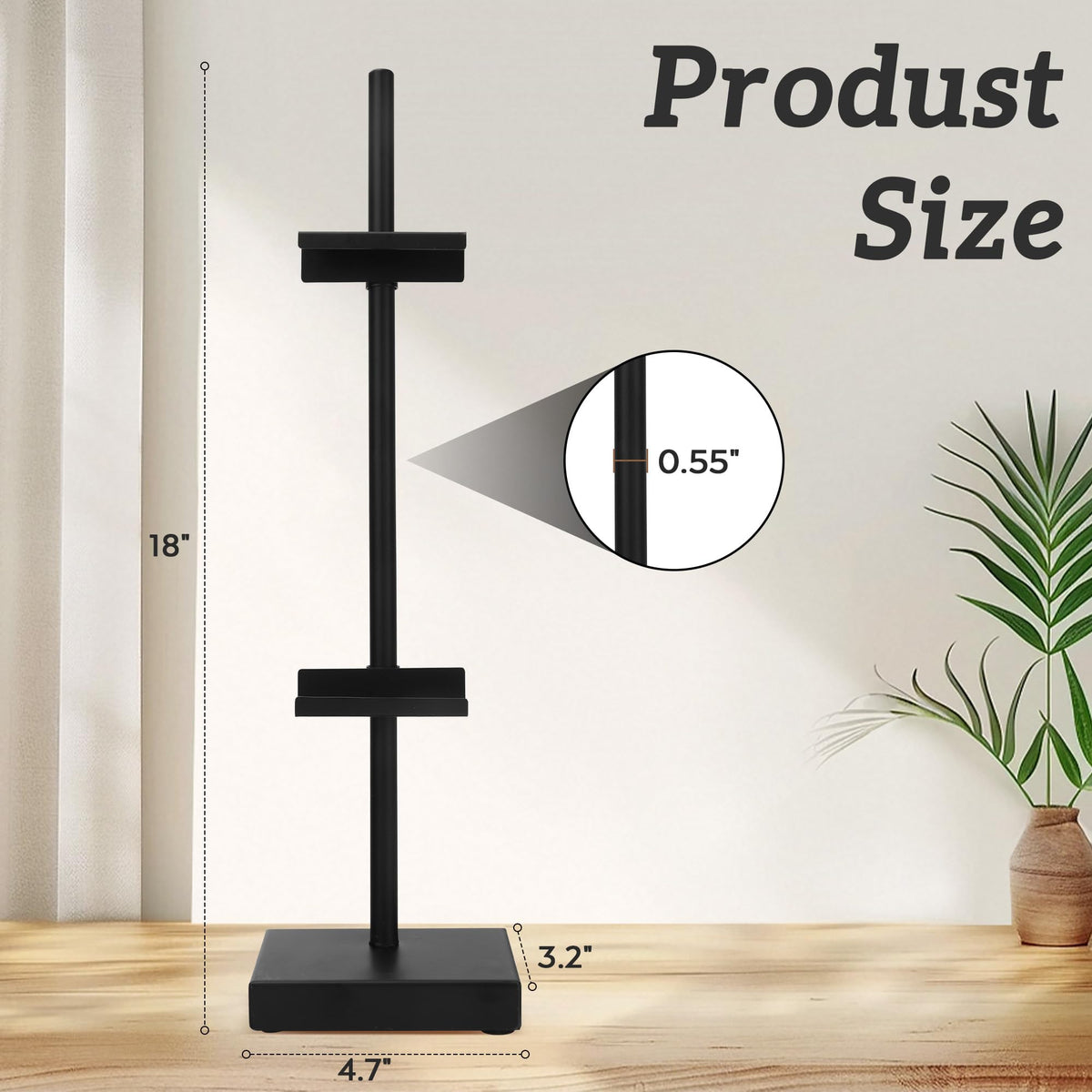 Donghome 18in black steel tabletop easel side view, sturdy base supports heavy frames.