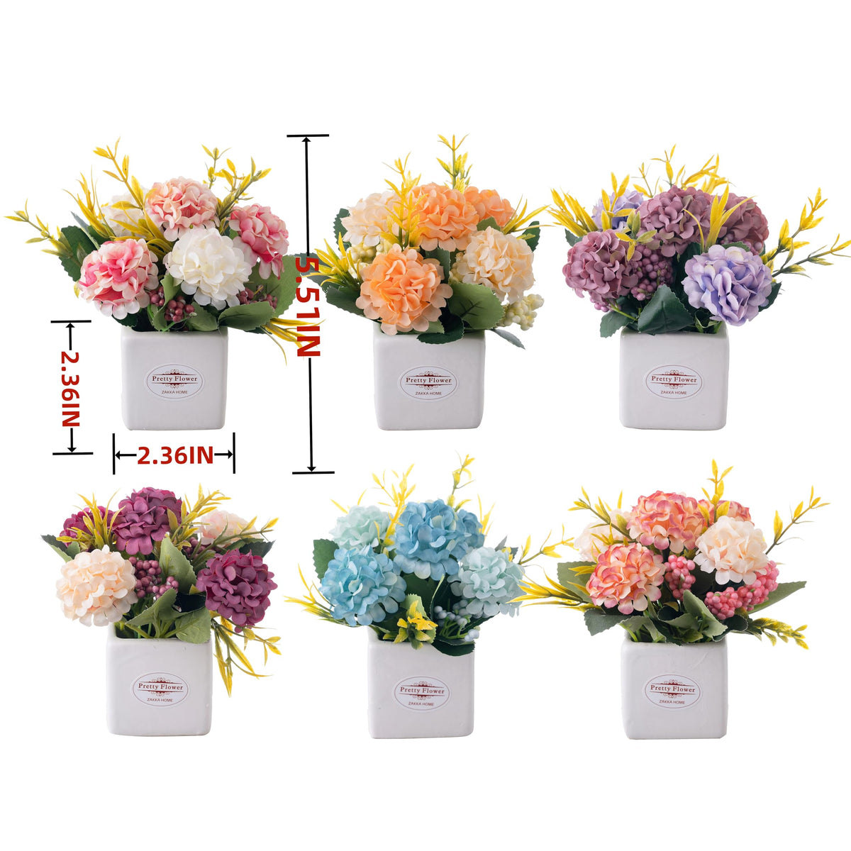 Donmills faux hydrangea accents: low maintenance, no watering required.