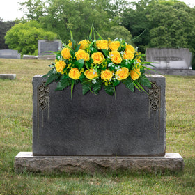 Artificial flower saddle with non-bleed colors stays vibrant on tombstones