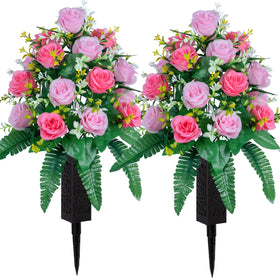 DONODA rose bouquet pink 18 heads, ideal for enduring cemetery display.